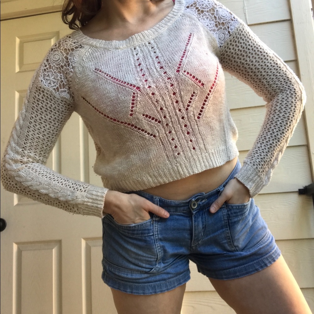 Cute cream cropped sweater